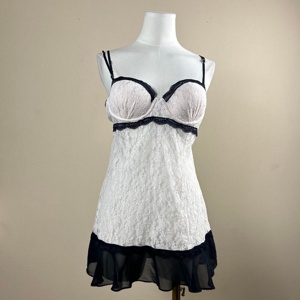 Lina Donatella White/ Light Pink and Black Slip Dress